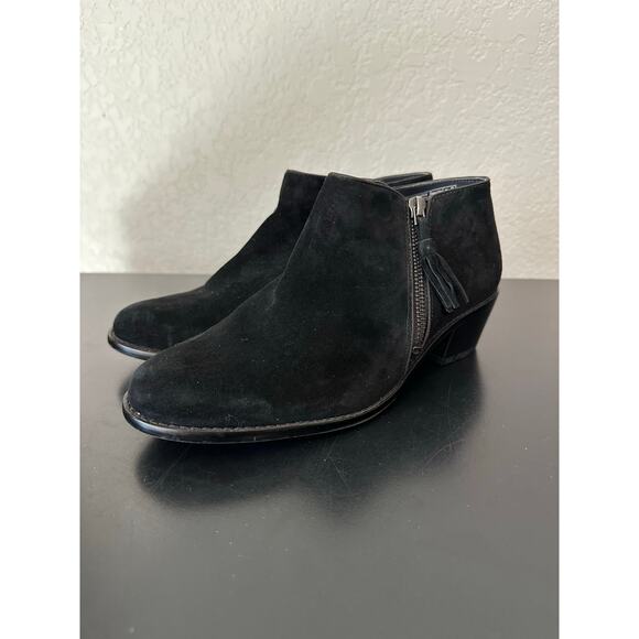 Vionic SERENA Womens 7.5 Comfort Suede Black Boho Zip Western Boot Booties Witch - Picture 1 of 10